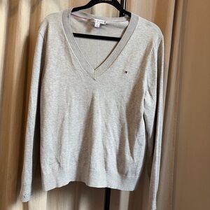 Tommy Hilfiger Light Gray V-Neck Sweater